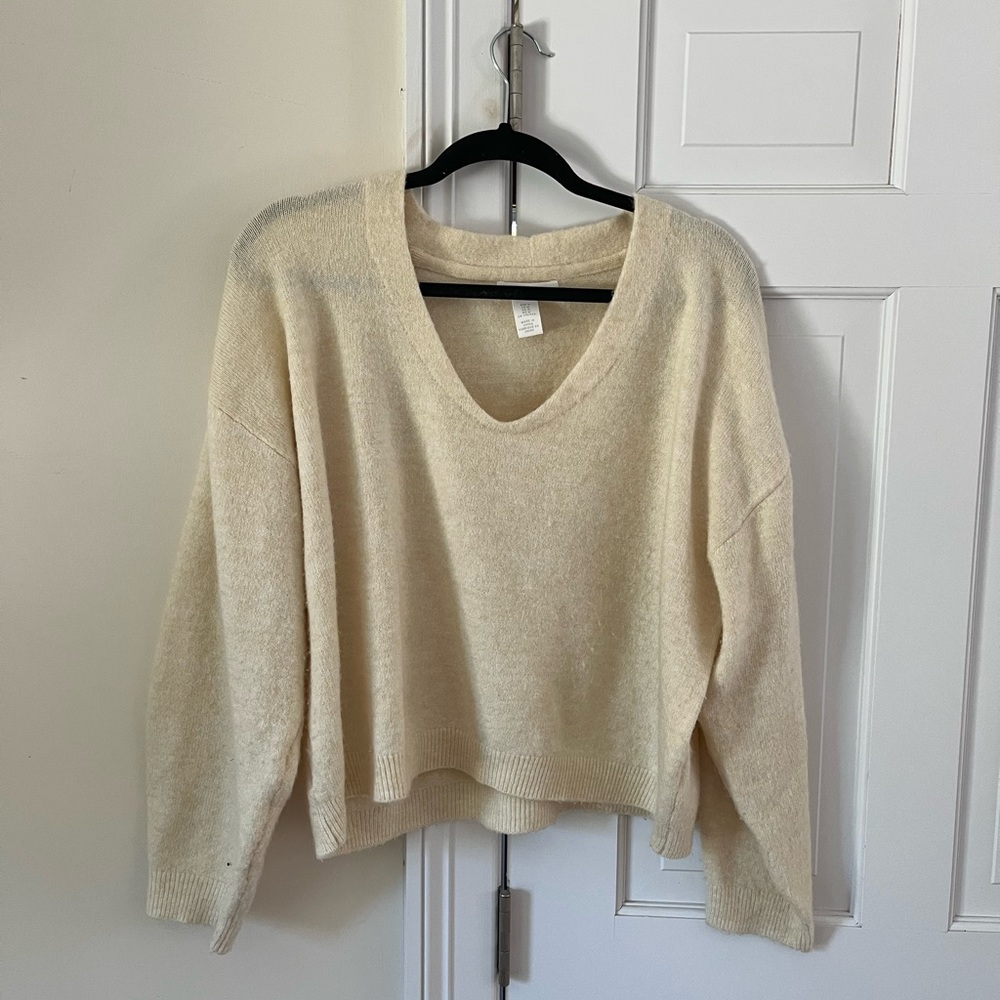 H&M Yellow Soft Long V-Neck Sweater